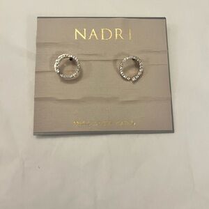 Nadri Silver Crystal Open Hoop Stud Earrings